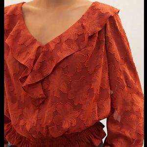 Anthropologie Terracotta Floral Blouse